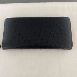 Black Ostrich Pattern Wallet with Wristlet